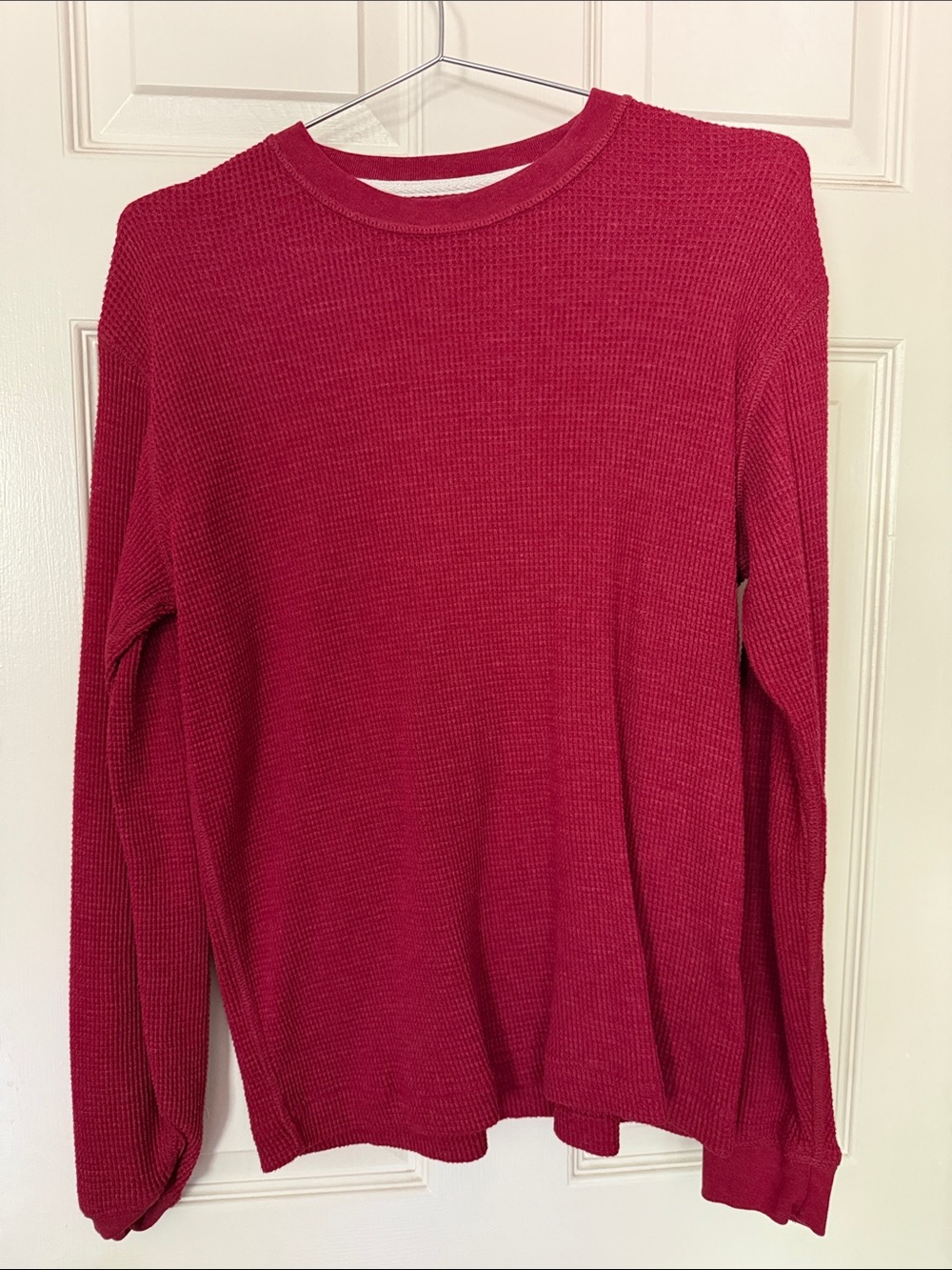 American Eagle Outfitters Long Sleeve Waffle Knit Top - Red